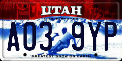 UT license plate A039YP