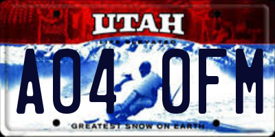 UT license plate A040FM