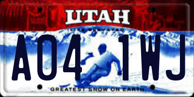UT license plate A041WJ