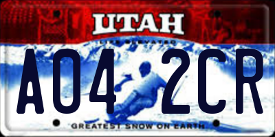 UT license plate A042CR