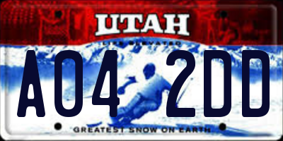 UT license plate A042DD