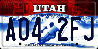 UT license plate A042FJ
