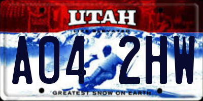 UT license plate A042HW