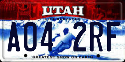 UT license plate A042RF