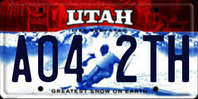 UT license plate A042TH