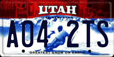UT license plate A042TS