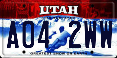UT license plate A042WW
