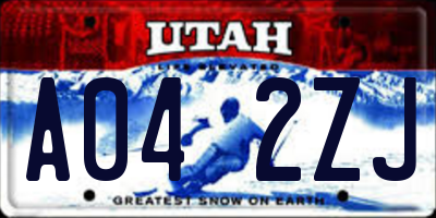 UT license plate A042ZJ