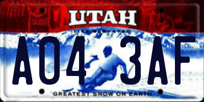 UT license plate A043AF