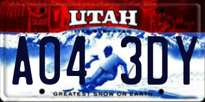 UT license plate A043DY