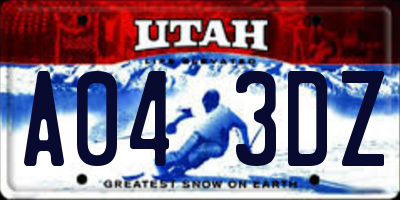 UT license plate A043DZ