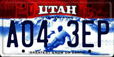 UT license plate A043EP