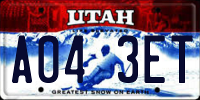 UT license plate A043ET