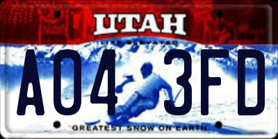 UT license plate A043FD