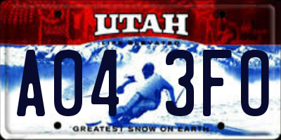 UT license plate A043FO