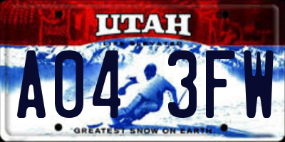 UT license plate A043FW