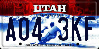UT license plate A043KF