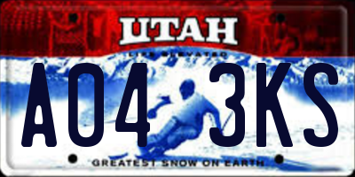 UT license plate A043KS