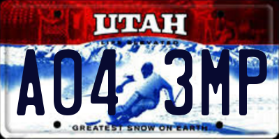 UT license plate A043MP