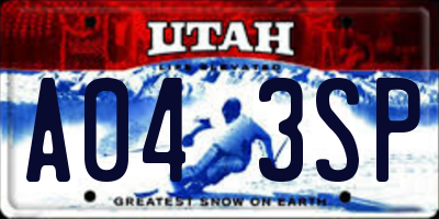UT license plate A043SP
