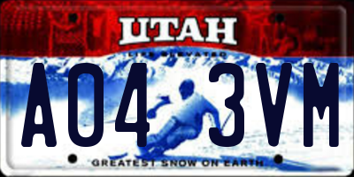 UT license plate A043VM