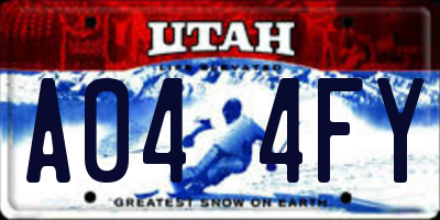 UT license plate A044FY