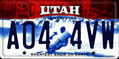 UT license plate A044VW