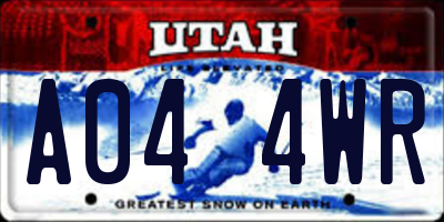 UT license plate A044WR