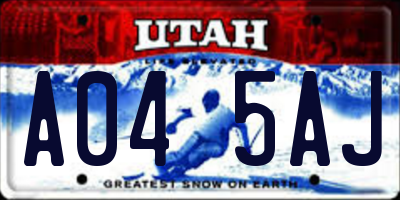 UT license plate A045AJ