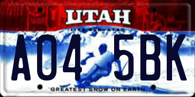 UT license plate A045BK