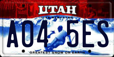 UT license plate A045ES