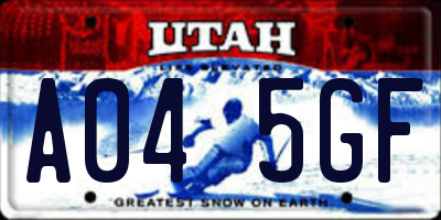 UT license plate A045GF