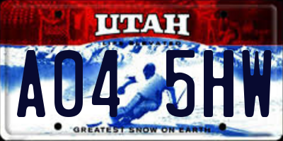 UT license plate A045HW
