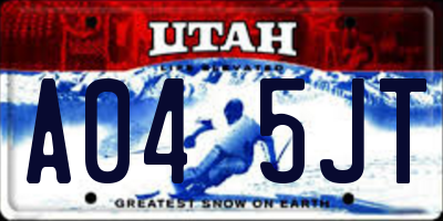 UT license plate A045JT