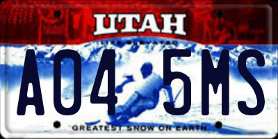 UT license plate A045MS
