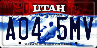 UT license plate A045MV