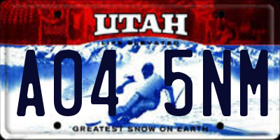 UT license plate A045NM