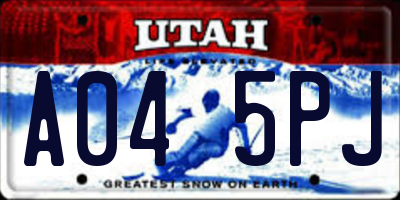 UT license plate A045PJ