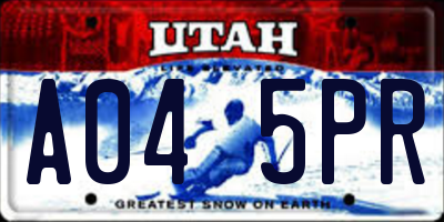 UT license plate A045PR