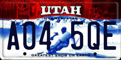 UT license plate A045QE