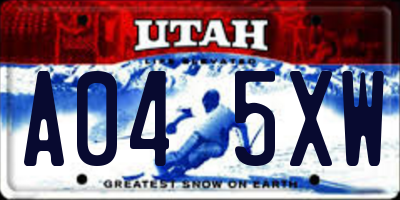 UT license plate A045XW