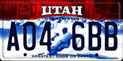 UT license plate A046BB