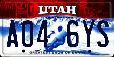 UT license plate A046YS