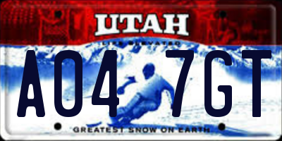 UT license plate A047GT