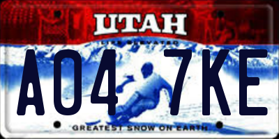 UT license plate A047KE