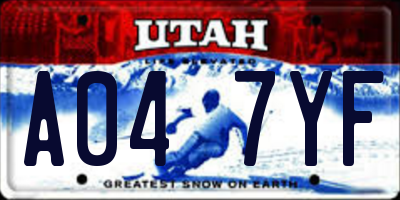 UT license plate A047YF