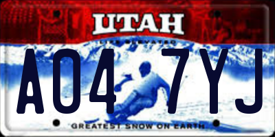 UT license plate A047YJ
