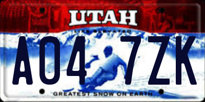 UT license plate A047ZK