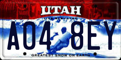 UT license plate A048EY