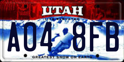 UT license plate A048FB